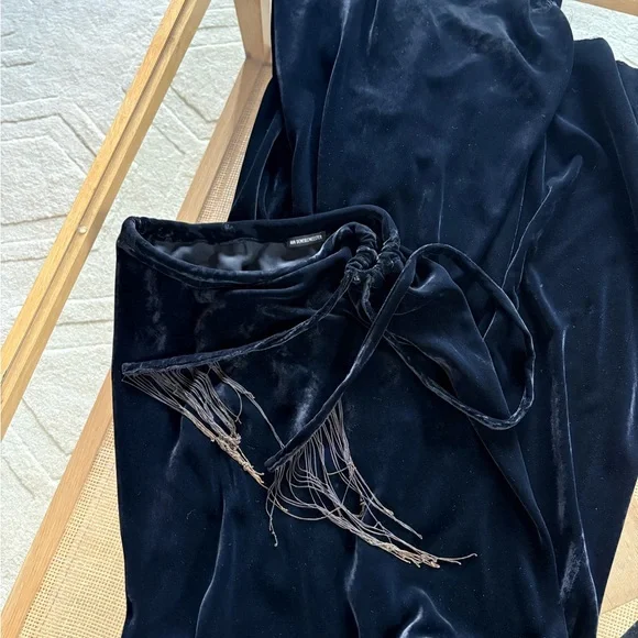 Ann Demeulemeester Black Velvet Fish Tail Drawstring Maxi Dress or floor skirt - Picture 3 of 12